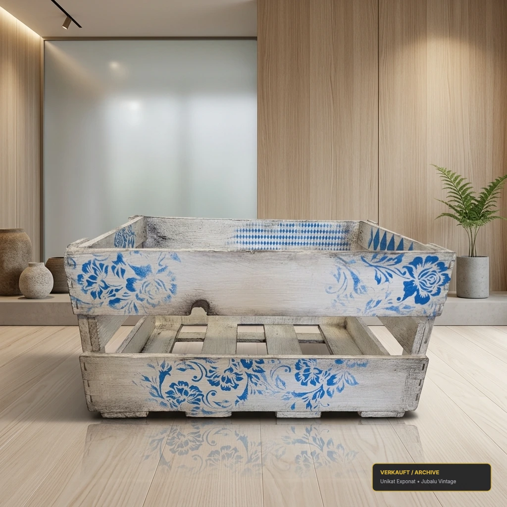 Vintage-Holzkiste "Blue Blossom"