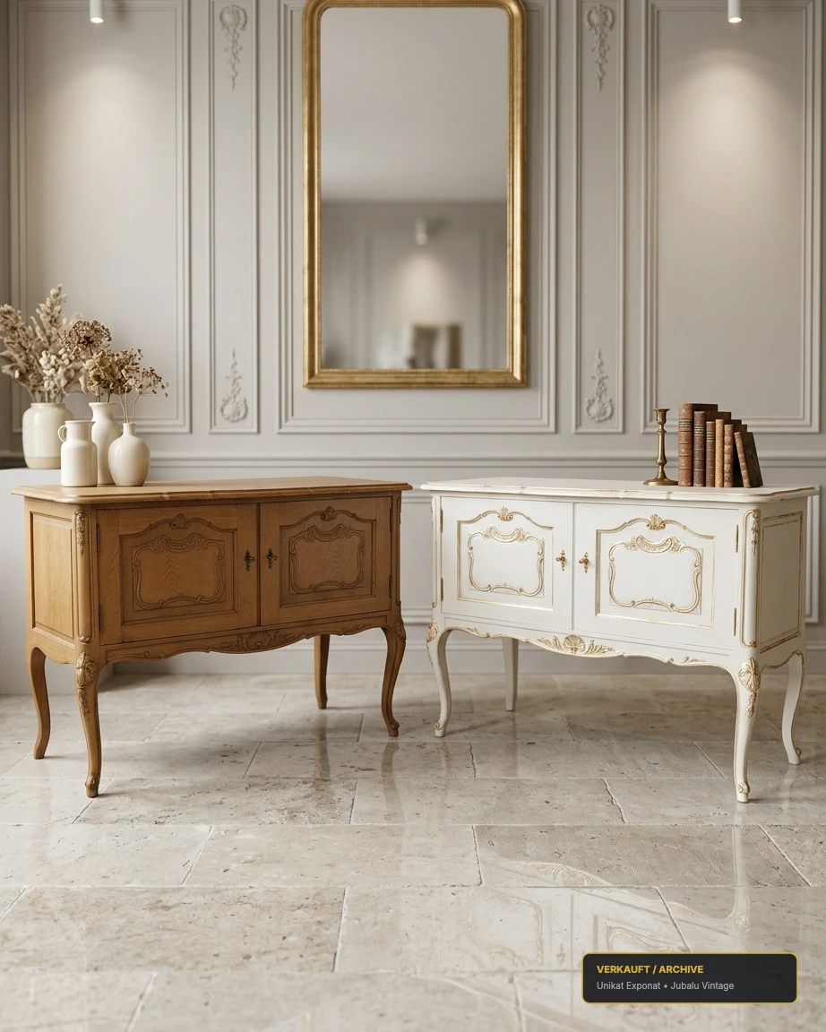 Barock-Kommode Provencal White & Gold